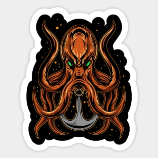 octopus with anchor ship tees Sticker